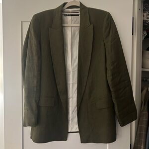 Olive Green Linen Blazer from Zara